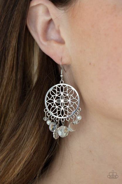 Paparazzi Garden Dreamcatcher White Fishhook Earrings - P5WH-WTXX-222XX