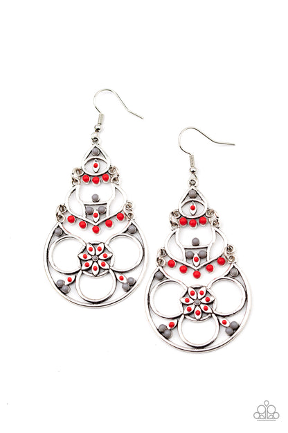 Paparazzi Garden Melody Red Fishhook Earrings