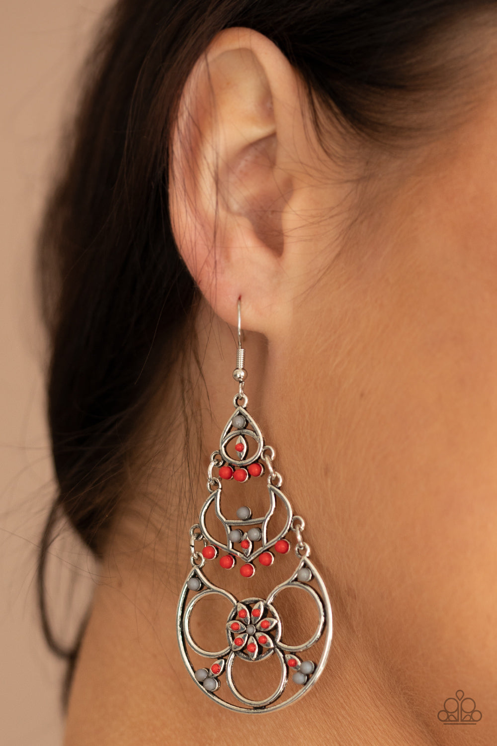 Paparazzi Garden Melody Red Fishhook Earrings