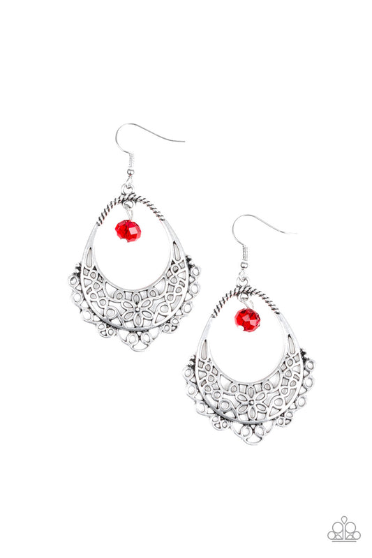 Paparazzi Garden Society Red Fishhook Earrings