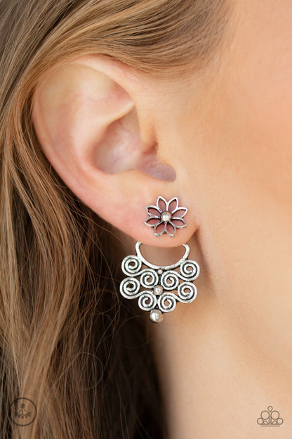 Paparazzi Garden Spindrift Silver Jacket Post Earrings