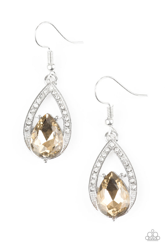 Paparazzi Gatsby Grandeur Brown Fishhook Earrings