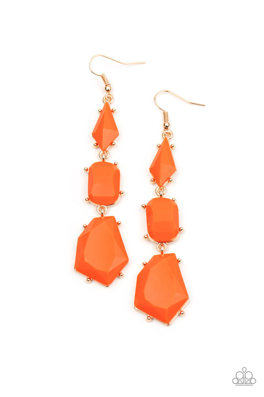 Paparazzi Geo Getaway Orange Acrylic Fishhook Earrings