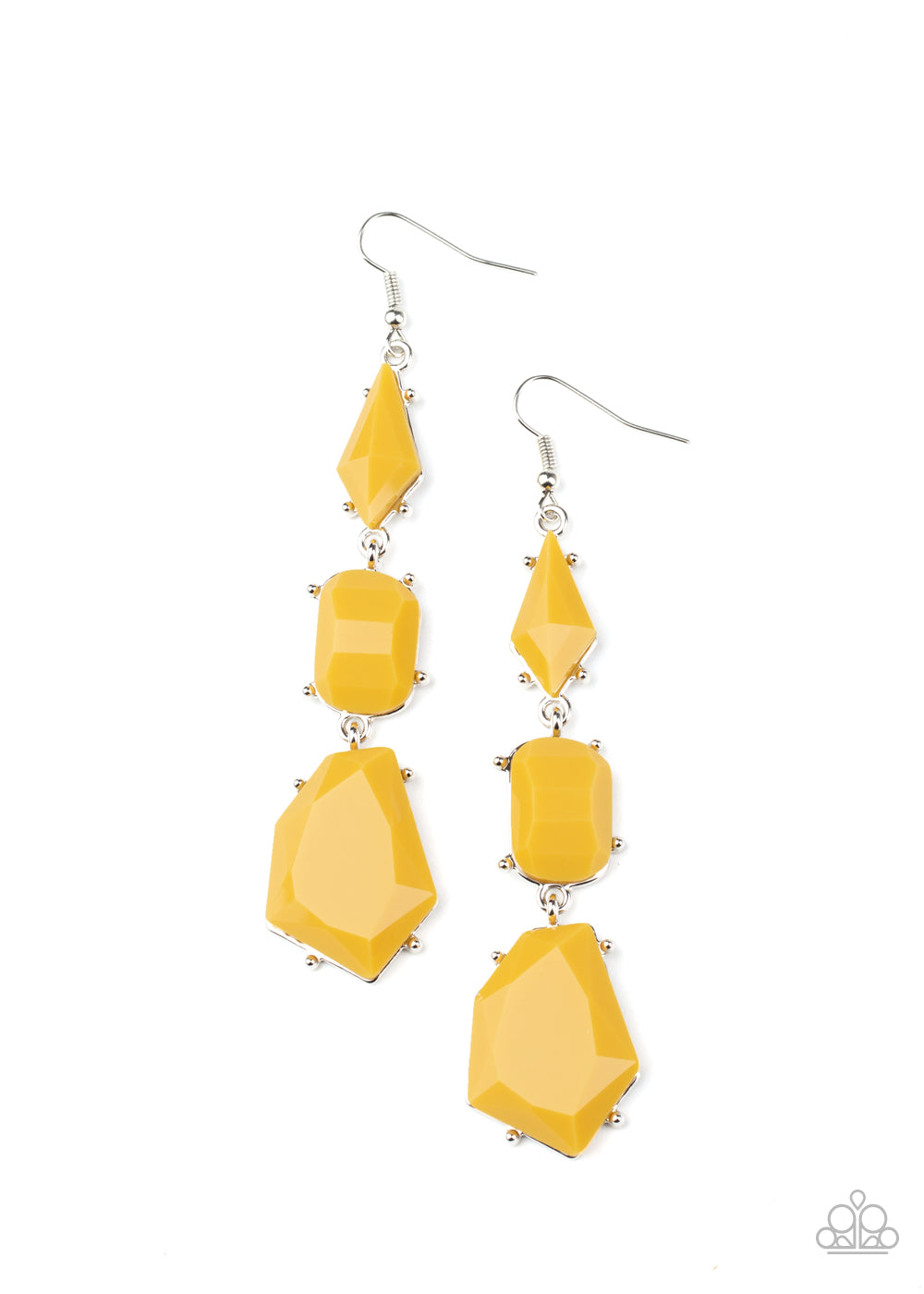 Paparazzi Geo Getaway Yellow Acrylic Fishhook Earrings