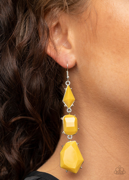 Paparazzi Geo Getaway Yellow Acrylic Fishhook Earrings