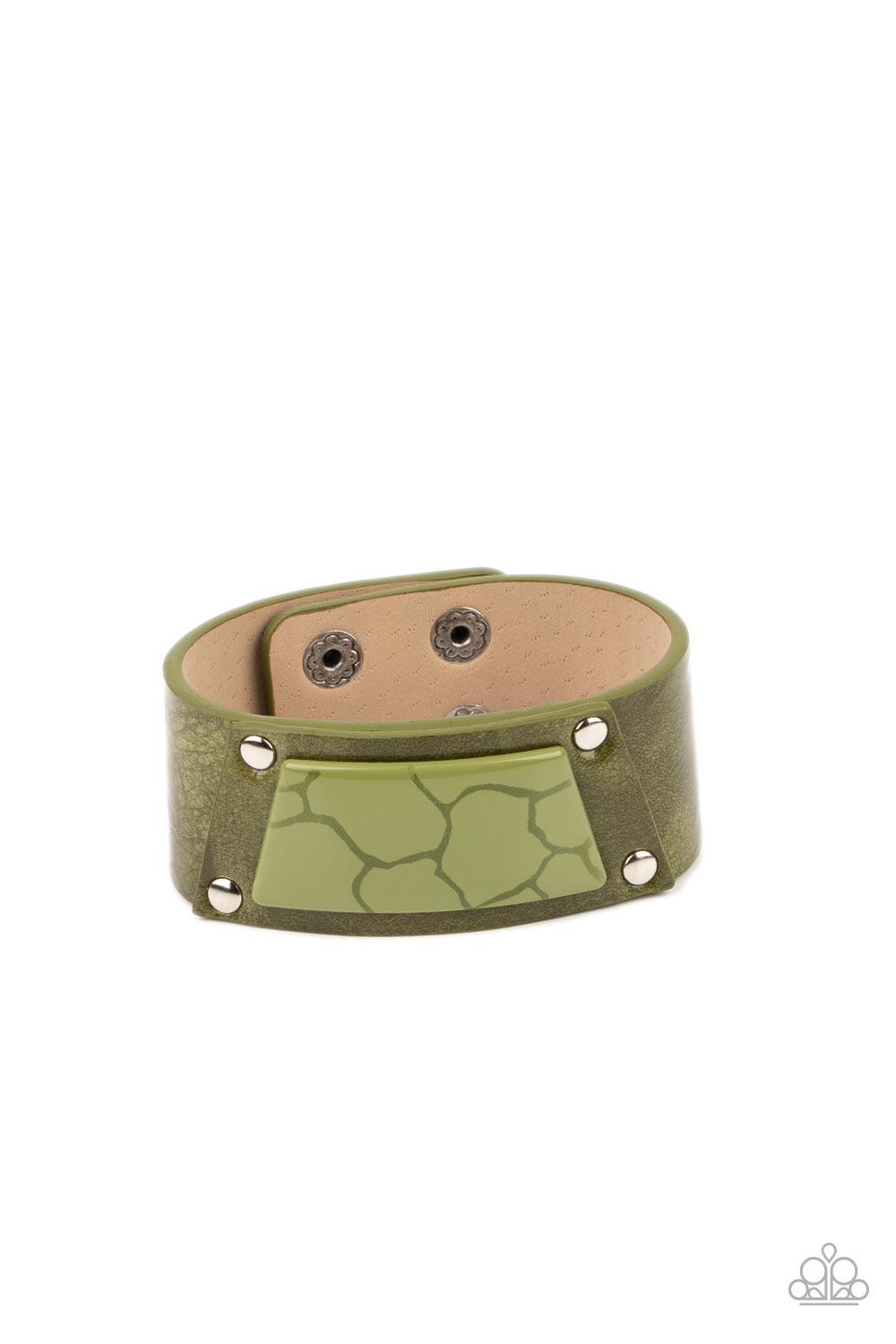 Paparazzi Geo Glamper Green Single Wrap Snap Bracelet