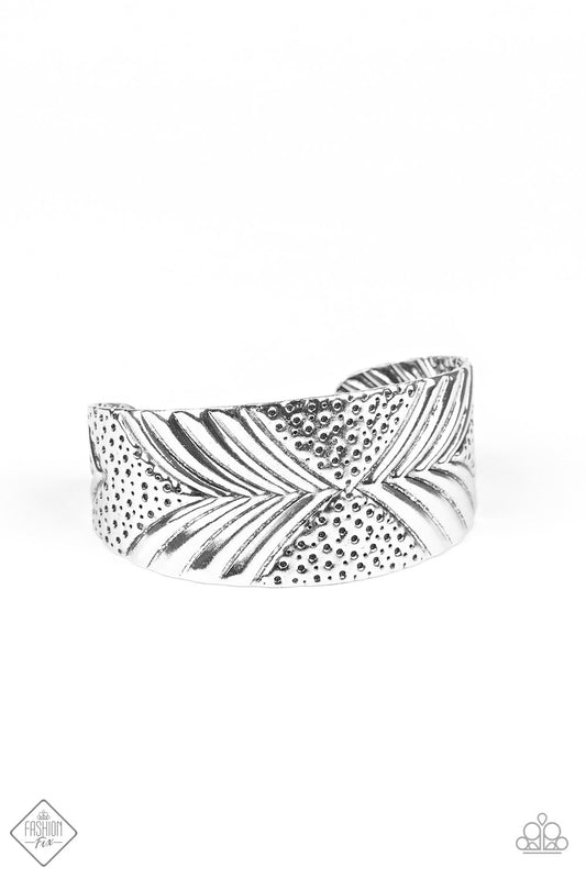 Paparazzi Geo Guru Silver Cuff Bracelet - Fashion Fix Sunset Sightings December 2019