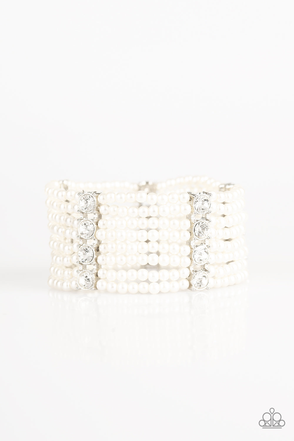 Paparazzi Get In Line White Stretch Bracelet