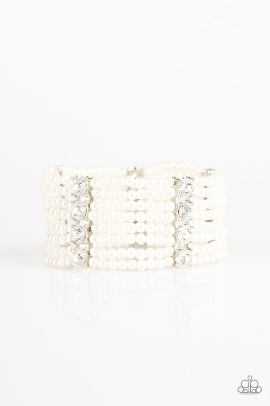 Paparazzi Get In Line White Stretch Bracelet