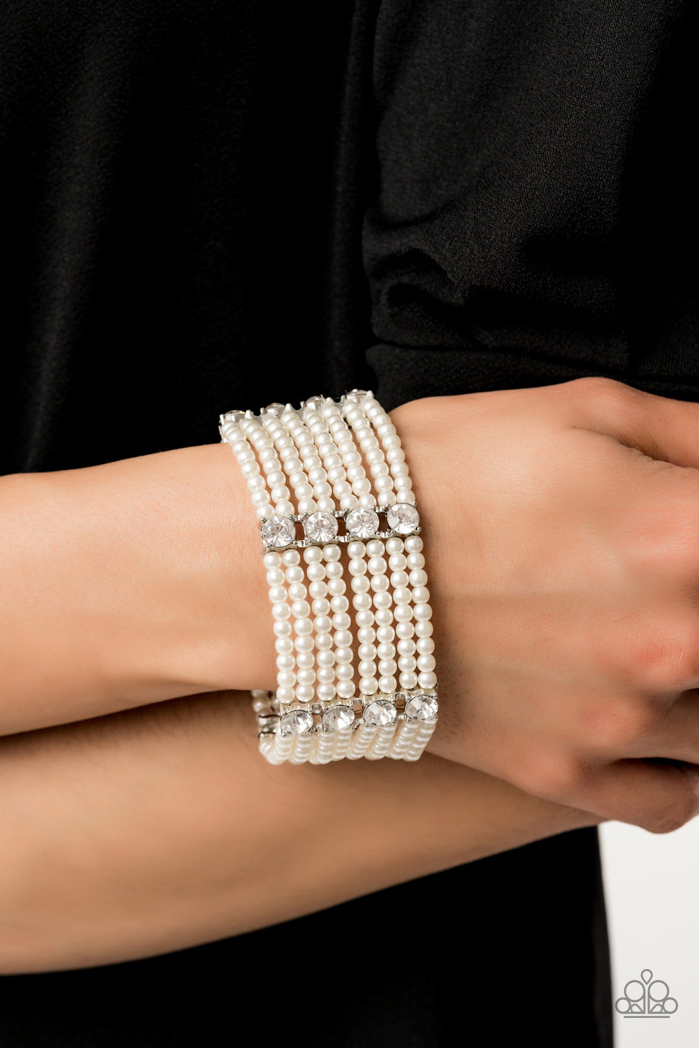 Paparazzi Get In Line White Stretch Bracelet