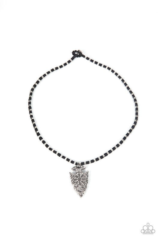 Paparazzi Get Your ARROWHEAD In The Game Black Men's Short Necklace