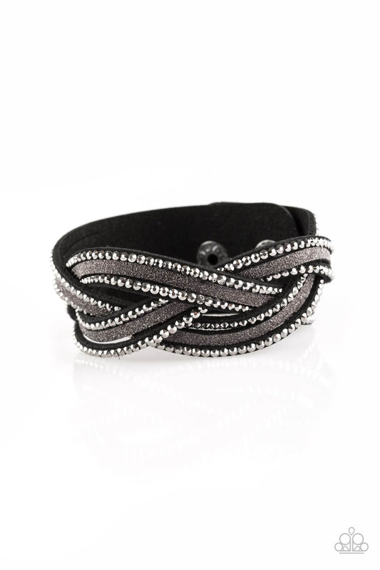 Paparazzi Girls Do It Better Black Single Wrap Snap Bracelet