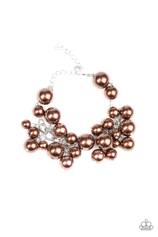 Paparazzi Girls In Pearls Brown Clasp Bracelet