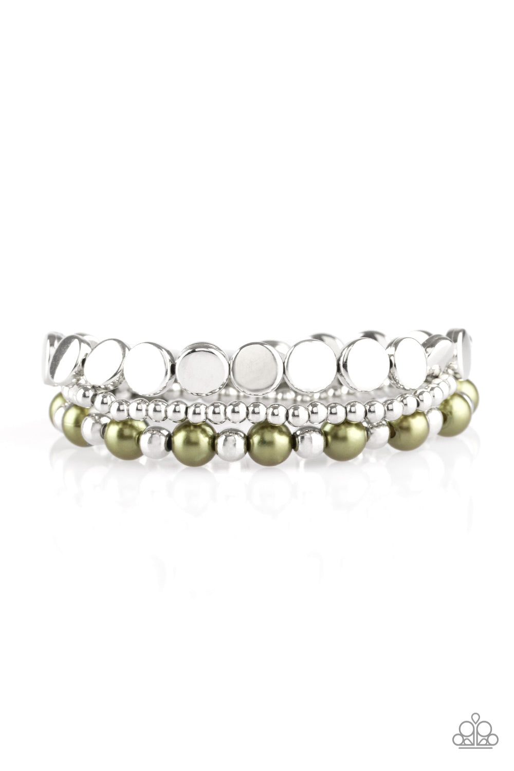 Paparazzi Girly Girl Glamour Green Stretch Bracelet - P9RE-GRXX-059XX