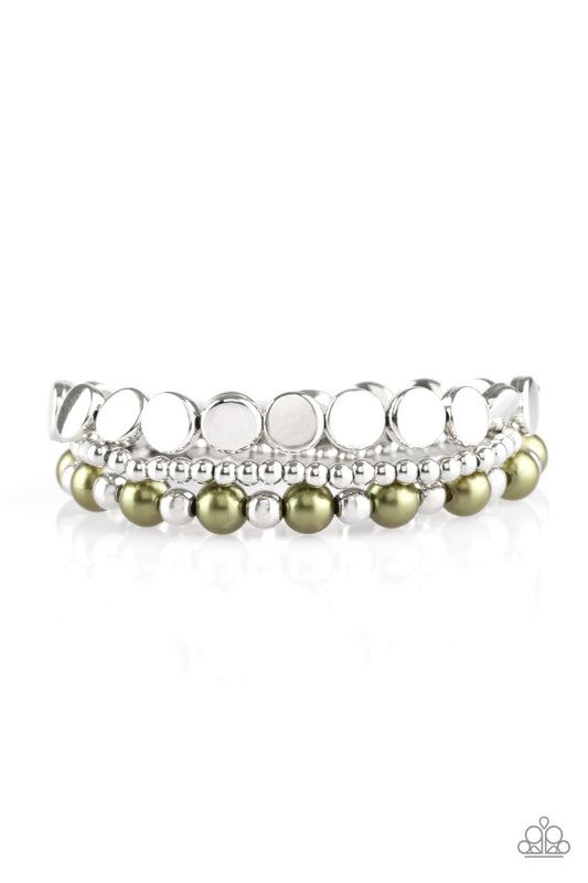 Paparazzi Girly Girl Glamour Green Stretch Bracelet - P9RE-GRXX-059XX