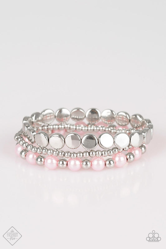 Paparazzi Girly Girl Glamour Pink Stretch Bracelet - Fashion Fix Glimpses Of Malibu February 2019
