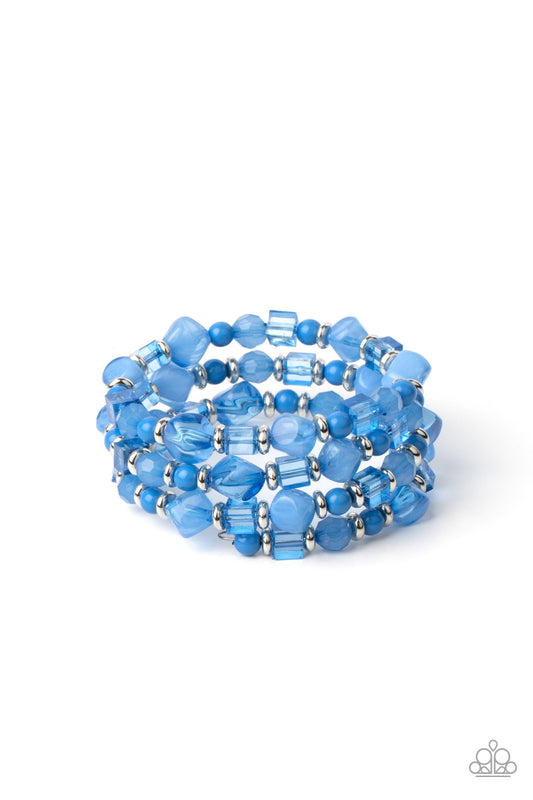 Paparazzi Girly Girl Glimmer Blue Coil Wrap Bracelet