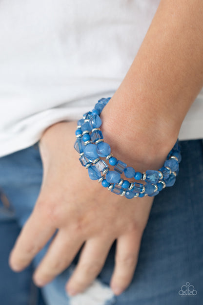 Paparazzi Girly Girl Glimmer Blue Coil Wrap Bracelet