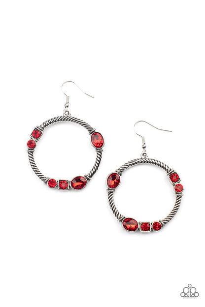 Paparazzi Glamorous Garland Red Fishhook Earrings