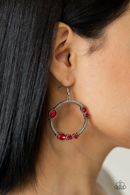 Paparazzi Glamorous Garland Red Fishhook Earrings