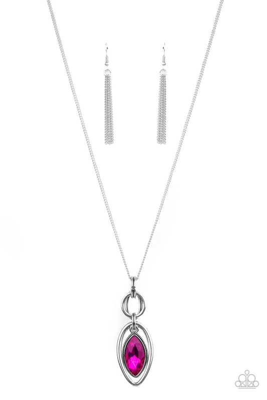Paparazzi Glamorously Glaring Pink Long Necklace
