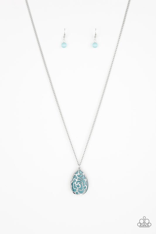 Paparazzi Gleaming Gardens Blue Long Necklace