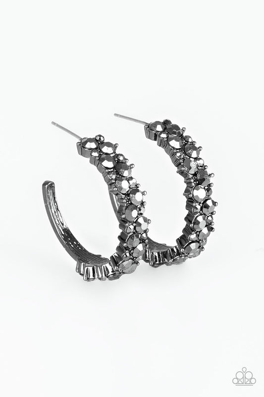 Paparazzi Glitter Galaxy Black Post Hoop Earrings