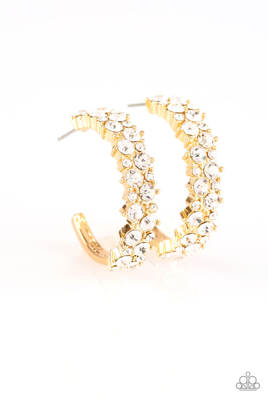 Paparazzi Glitter Galaxy Gold Post Hoop Earrings