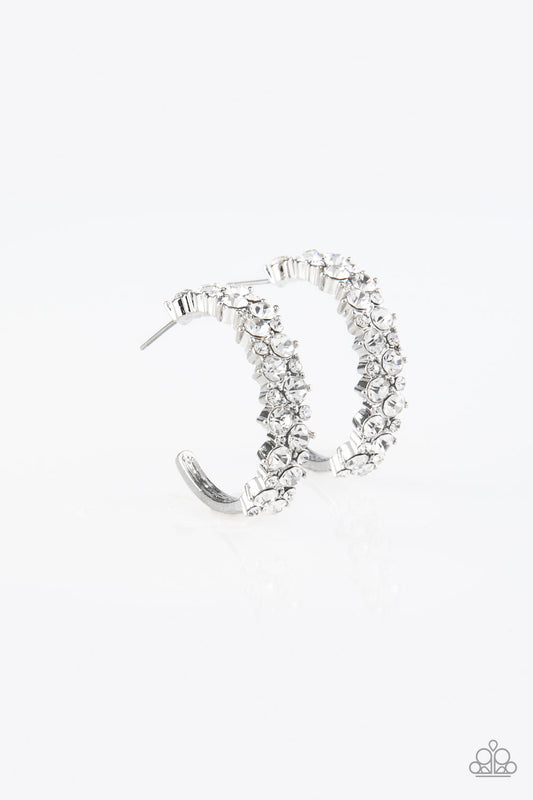 Paparazzi Glitter Galaxy White Post Hoop Earrings - P5HO-WTXX-048XX