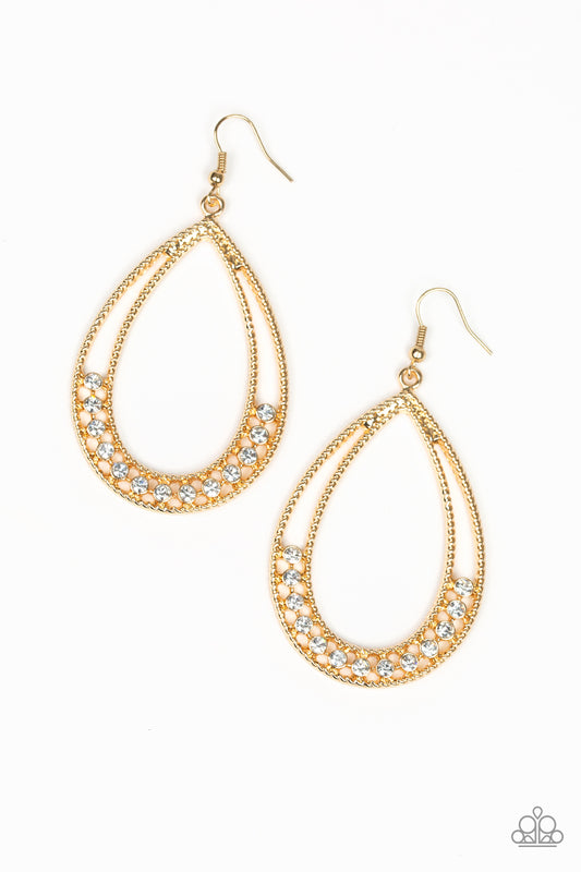 Paparazzi Glitz Fit Gold Fishhook Earrings - P5ED-GDXX-054XX