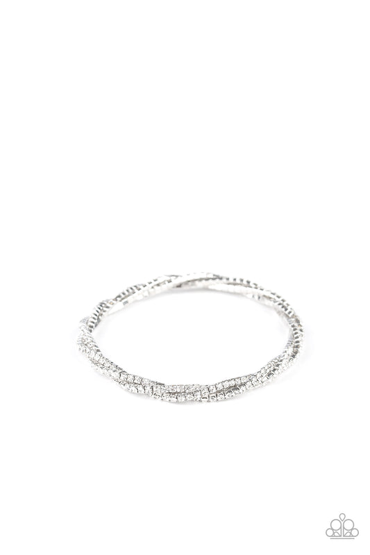 Paparazzi Glitzy Gleam White Stretch Bracelet - Life Of The Party May 2020