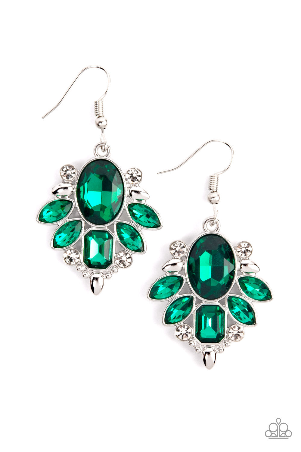 Paparazzi Glitzy Go-Getter Green Fishhook Earrings P5RE-GRXX
