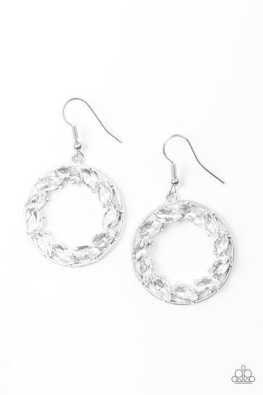 Paparazzi Global Glow White Fishhook Earrings - P5RE-WTXX-335XX
