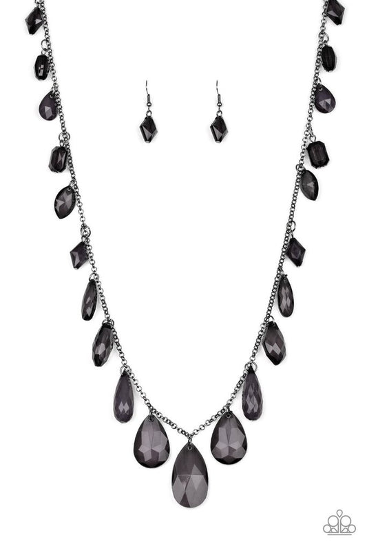 Paparazzi Glow And Steady Wins The Race Black Long Necklace