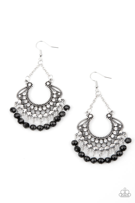 Paparazzi GLOW Down In Flames Black Fishhook Earrings