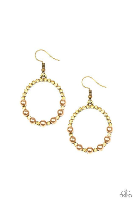 Paparazzi Glowing Grandeur Brass Fishhook Earrings