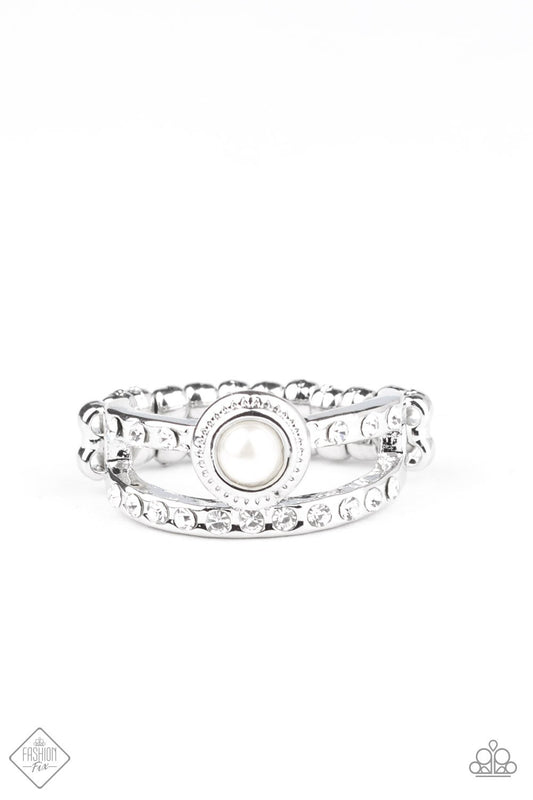 Paparazzi GLOW Me Away White Ring - Fashion Fix Fiercely 5th Avenue January 2020