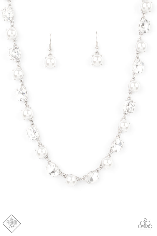 Paparazzi Go-Getter Gleam White Short Necklace - Fashion Fix Fiercely 5th Avenue January 2021
