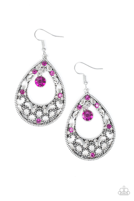 Paparazzi Gotta Get That Glow Pink Fishhook Earrings - P5RE-PKXX-177XX