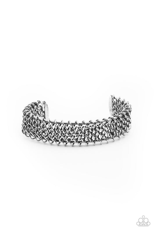 Paparazzi Gridlock Silver Men's Cuff Bracelet