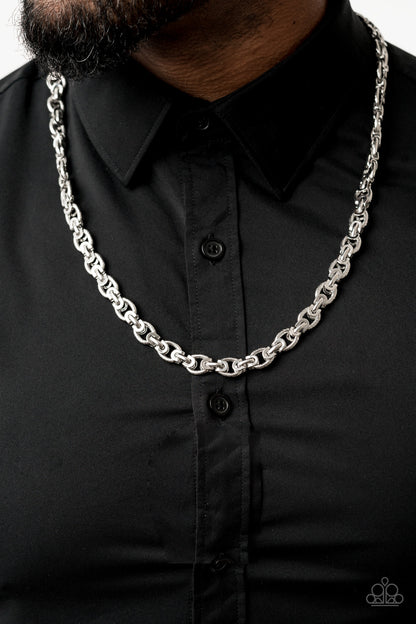 Paparazzi Grit and Gridiron Men's Silver Necklace - Convention 2020