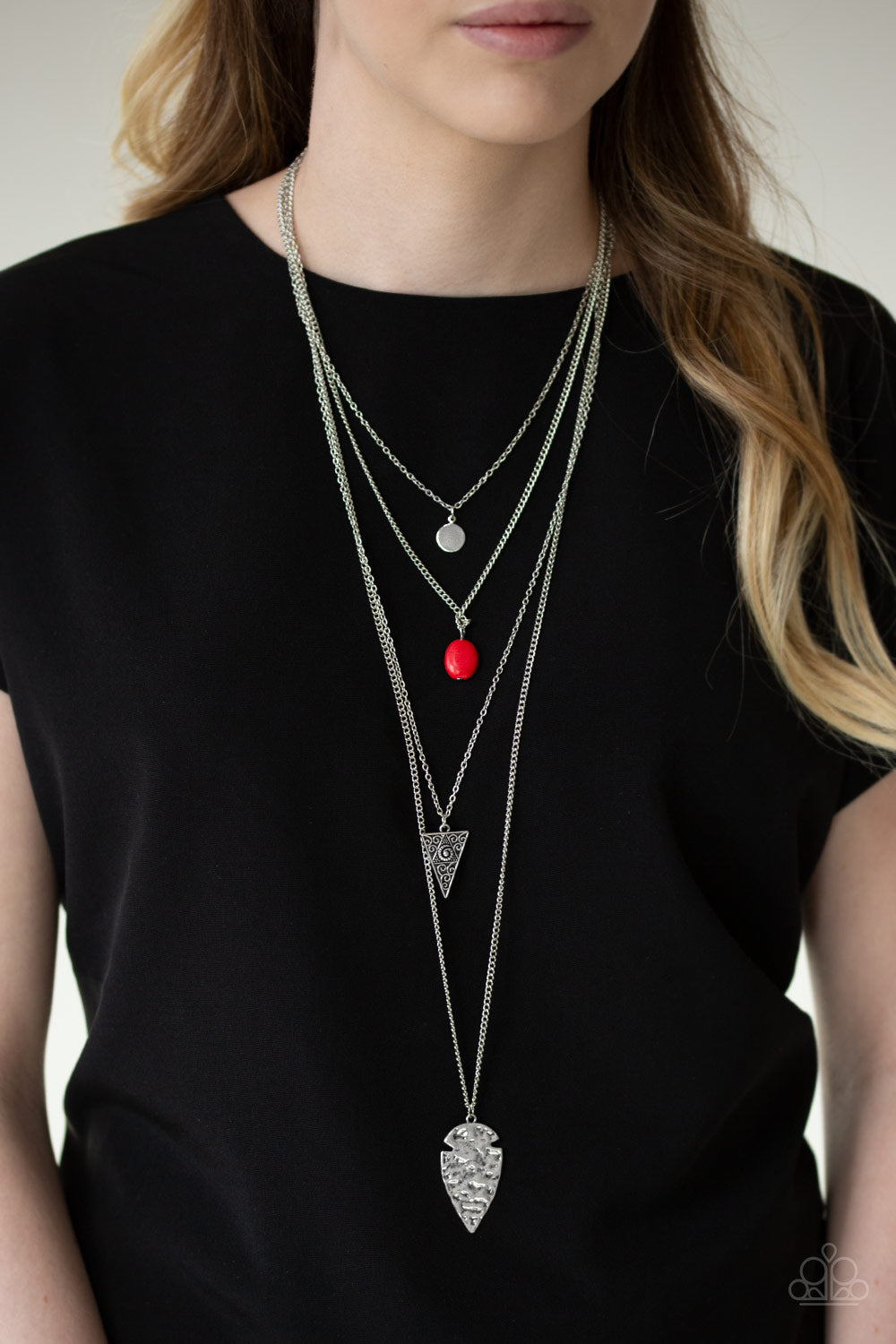 Paparazzi Grounded In ARTIFACT Red Long Necklace