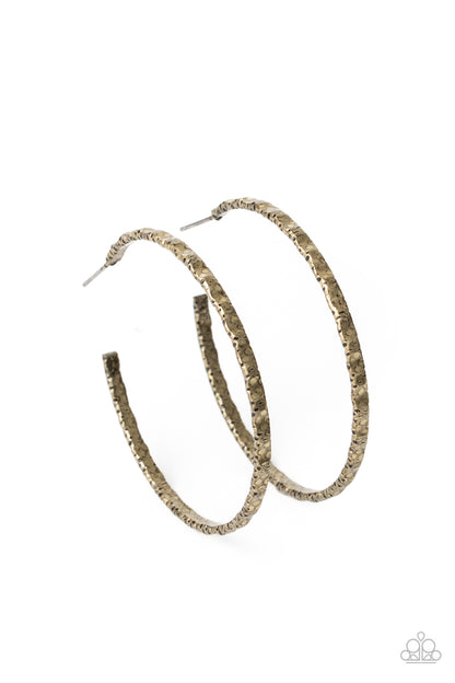 Paparazzi Grungy Grit Brass Post Hoop Earrings