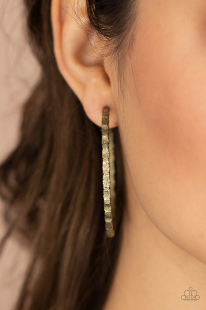 Paparazzi Grungy Grit Brass Post Hoop Earrings