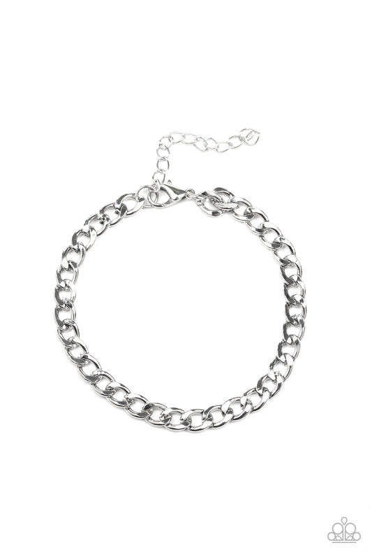 Paparazzi Halftime Silver Men's Clasp Bracelet - P9MN-URSV-009XX