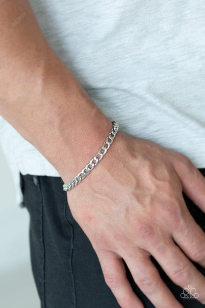Paparazzi Halftime Silver Men's Clasp Bracelet - P9MN-URSV-009XX