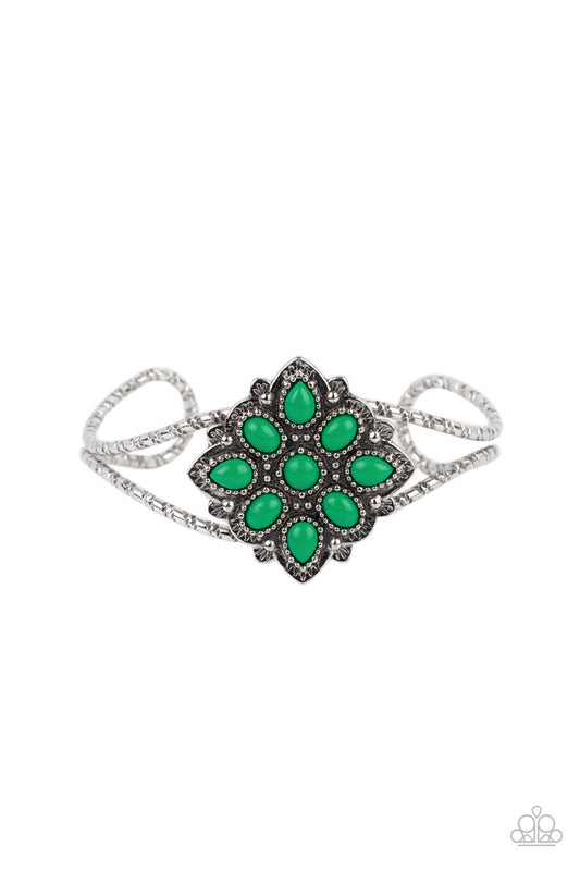 Paparazzi Happily Ever APPLIQUE Green Cuff Bracelet