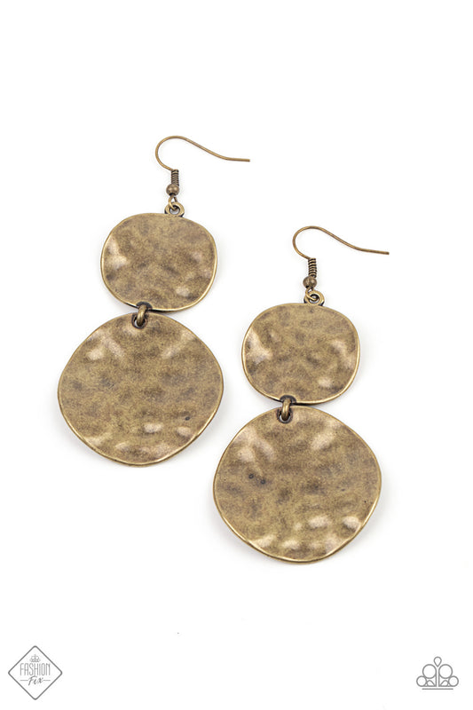 Paparazzi HARDWARE-Headed Brass Fishhook Earrings - Fashion Fix Sunset Sightings January 2021