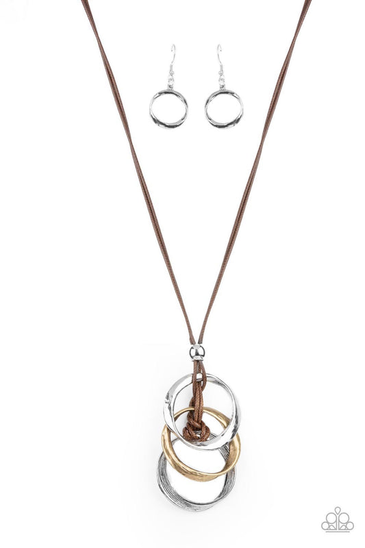 Paparazzi Harmonious Hardware Brown Long Necklace