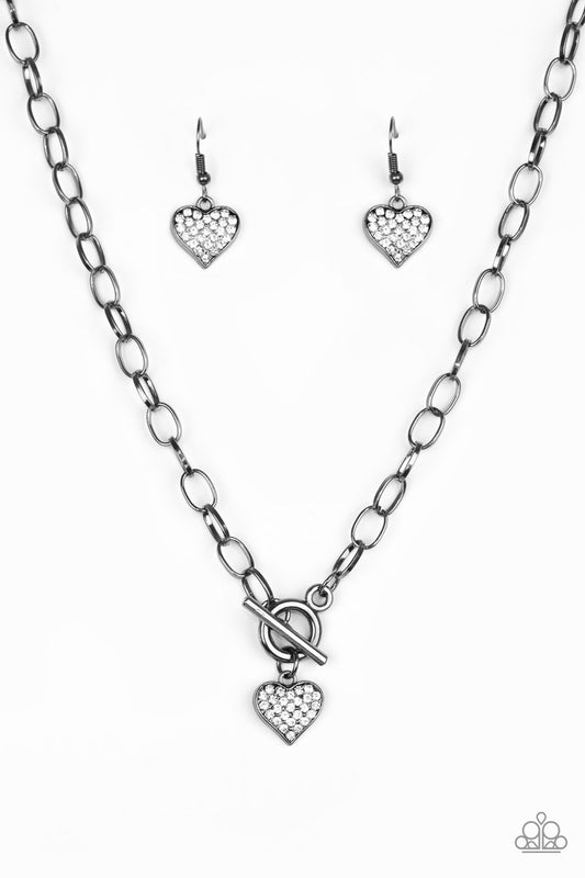Paparazzi Harvard Hearts Black Short Toggle Necklace